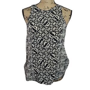 Wayf Black White Floral Abstract Flowy Tank Top